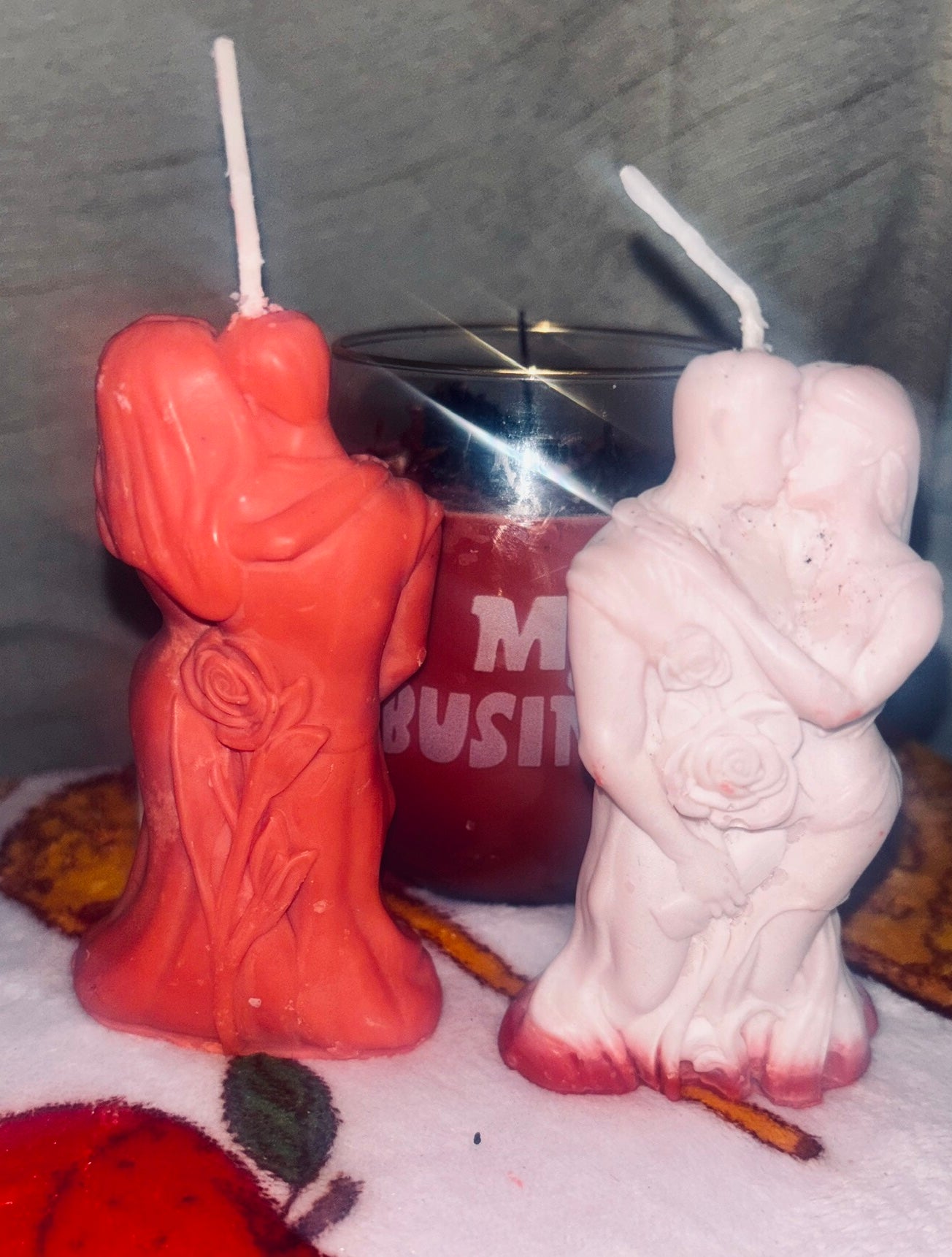 Man and Woman Kissing Adult Candle